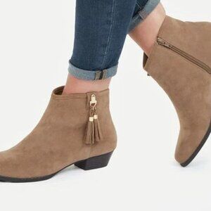 Just Fab Tan Suede Ankle Boots